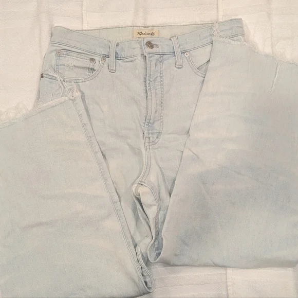 Madewell perfect vintage wide-leg crop light wash, distressed lighter print - Picture 1 of 4